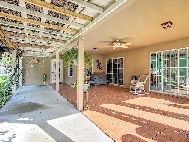 13700 SE 90th Ct, Summerfield, FL 34491 - view of patio / terrace with ceiling fan and a pergola