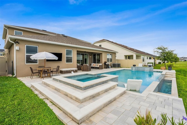 3304 Canna Lily Pl, Clermont, FL 34711 - back of property featuring a pool with connected hot tub, outdoor lounge area, and a patio