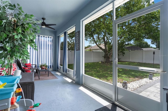 14708 Timucua Pl, Clermont, FL 34711 - sunroom / solarium featuring ceiling fan