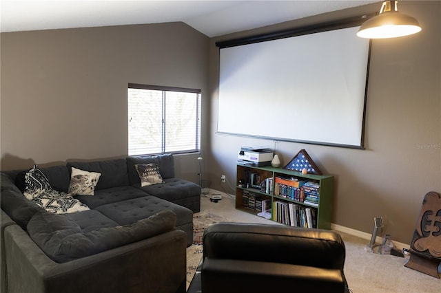 26620 Shoregrass Dr, Wesley Chapel, FL 33544 - carpeted living area featuring lofted ceiling and baseboards