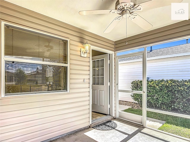 2311 Pine Ridge St, The Villages, FL 32162 - view of exterior entry with a ceiling fan