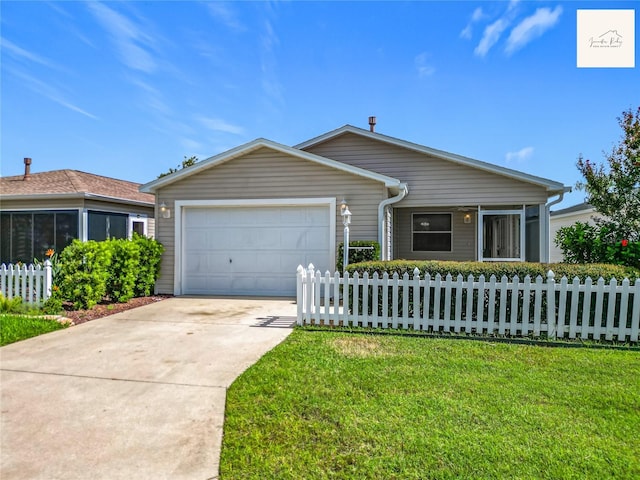 2311 Pine Ridge St, The Villages, FL 32162 - ranch-style house with a fenced front yard, a garage, and concrete driveway