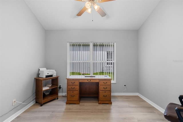 5715 Illumination Ln, Leesburg, FL 34748 - office area featuring light wood-style flooring and a ceiling fan