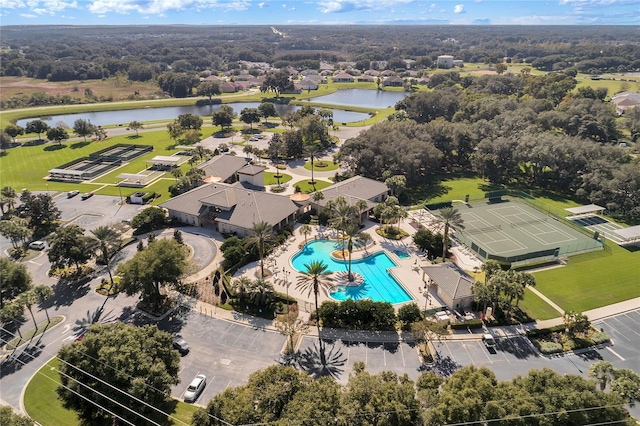 5715 Illumination Ln, Leesburg, FL 34748 - aerial view of a nearby body of water and a pool