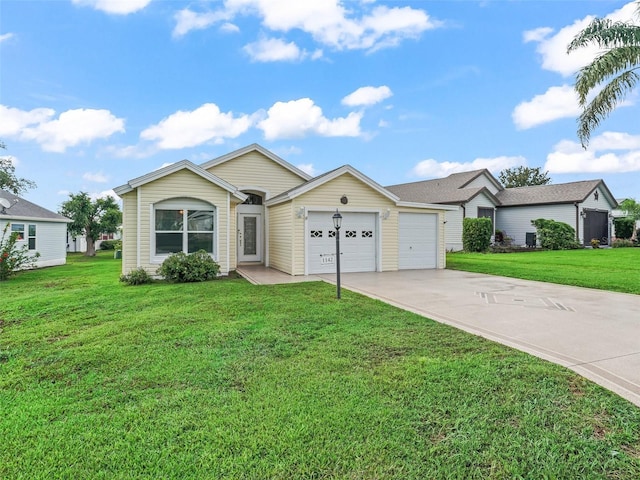 1142 W Boone Ct, The Villages, FL 32159 - single story home featuring concrete driveway, a garage, and a front yard