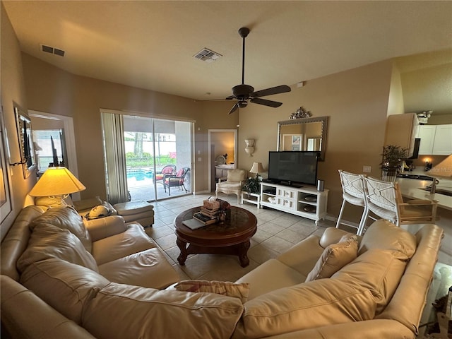 15509 Markham Dr, Clermont, FL 34714 - living area featuring a ceiling fan and tile patterned floors