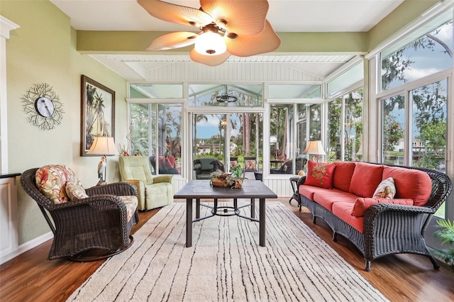 2512 Baywater Rd, Tavares, FL 32778 - sunroom featuring outdoor lounge area, plenty of natural light, and ceiling fan