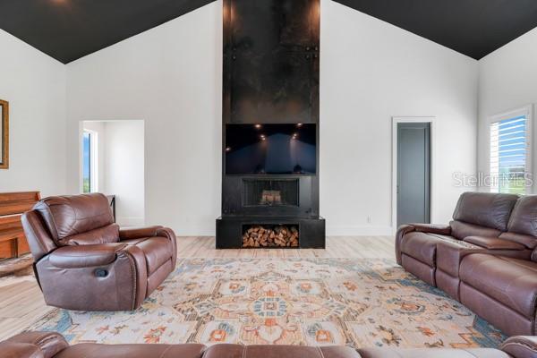 10711 County Road 561, Clermont, FL 34711 - living room with high vaulted ceiling and wood finished floors