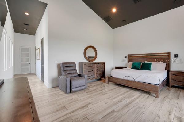 10711 County Road 561, Clermont, FL 34711 - bedroom with high vaulted ceiling and wood finished floors