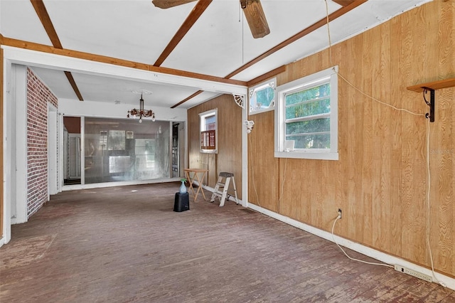 54544 Buckhorn Rd, Astor, FL 32102 - unfurnished sunroom with beamed ceiling and a chandelier