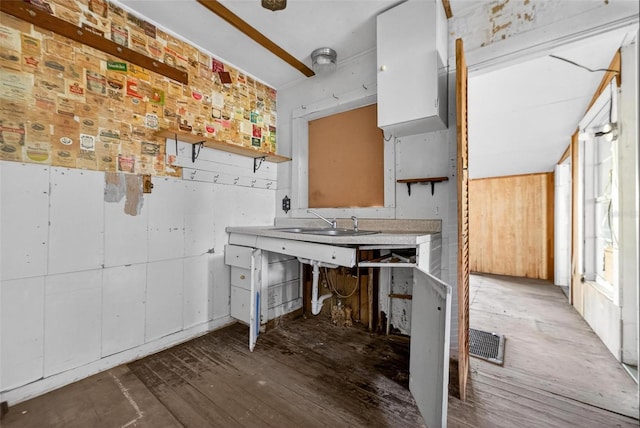 54544 Buckhorn Rd, Astor, FL 32102 - kitchen featuring open shelves and wood finished floors