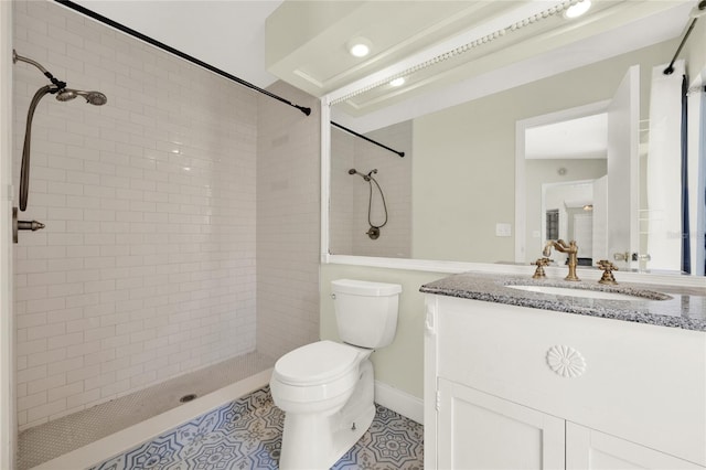 2815 Spyglass Cv, Longwood, FL 32779 - bathroom with vanity, a tile shower, and tile patterned floors