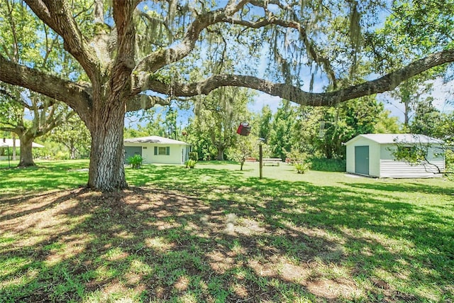 5319 Eagles Nest Rd, Fruitland Park, FL 34731 - view of green lawn with a shed