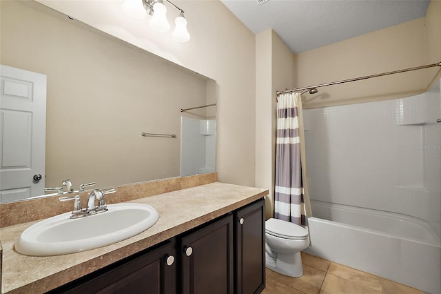 20945 Oldenburg Loop, Mount Dora, FL 32757 - full bath featuring tile patterned flooring, shower / bath combo with shower curtain, and vanity