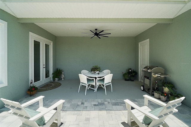 622 W 11th Ave, Mount Dora, FL 32757 - view of patio with french doors, outdoor dining space, ceiling fan, and grilling area