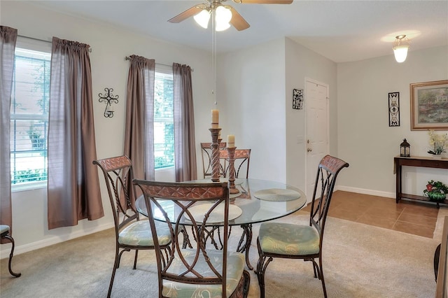 6906 Glenbrook Dr, Lakeland, FL 33811 - dining room featuring a ceiling fan and light carpet