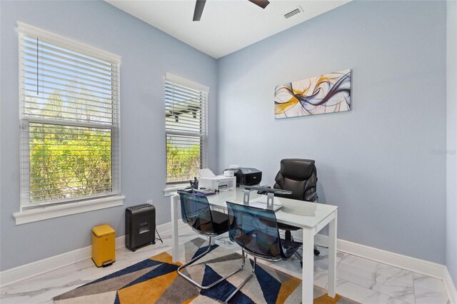 1702 Hidden Palms Dr, Davenport, FL 33897 - office space featuring marble finish flooring and ceiling fan