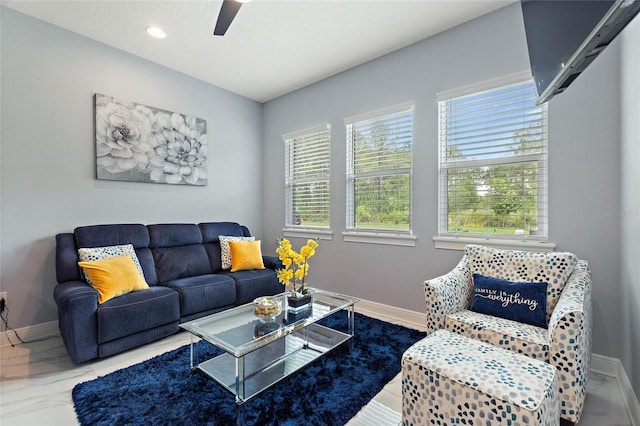 1702 Hidden Palms Dr, Davenport, FL 33897 - living area featuring a ceiling fan and recessed lighting