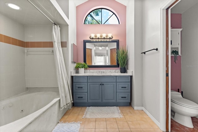 3184 Maltby Dr, Deltona, FL 32738 - bathroom with tile patterned floors, vanity, and a combined bath / shower with jetted tub