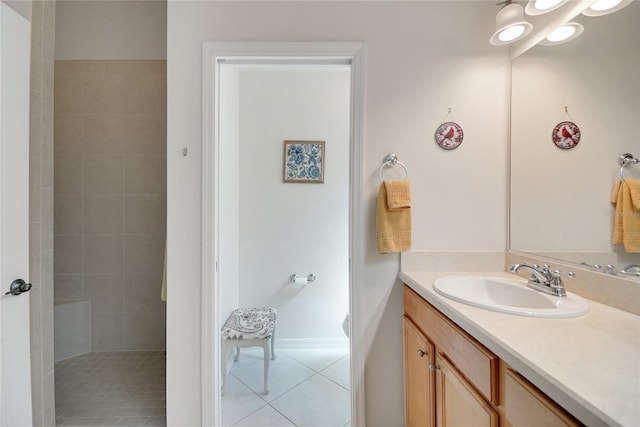 2369 Unity Ter, The Villages, FL 32162 - bathroom featuring vanity, tile patterned flooring, and walk in shower