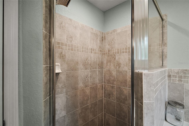 318 Stone Castle Loop, Lady Lake, FL 32159 - bathroom with a shower stall and a textured wall