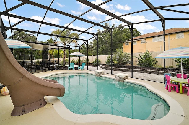 318 Stone Castle Loop, Lady Lake, FL 32159 - view of pool with a patio area and a lanai