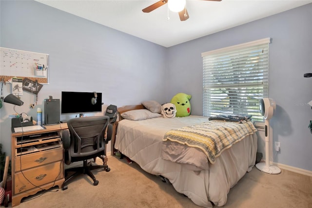 1511 W Magnolia St, Clermont, FL 34711 - bedroom featuring light carpet, ceiling fan, and a desk