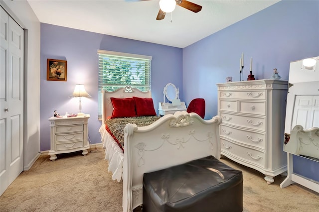 1511 W Magnolia St, Clermont, FL 34711 - bedroom featuring light colored carpet, ceiling fan, and a closet