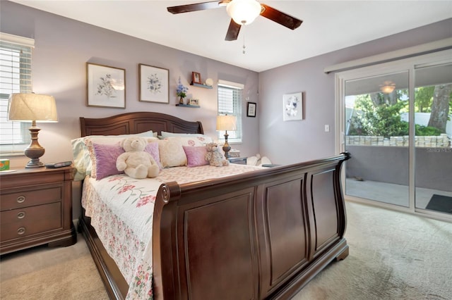 1511 W Magnolia St, Clermont, FL 34711 - bedroom featuring light carpet, access to outside, and a ceiling fan