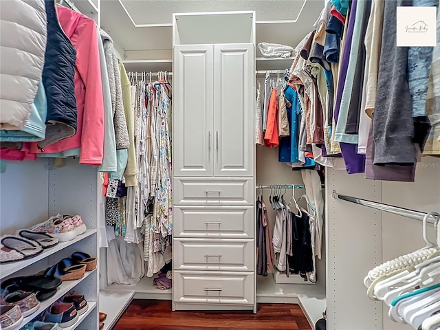 2994 Adrienne Way, The Villages, FL 32163 - walk in closet featuring dark wood finished floors