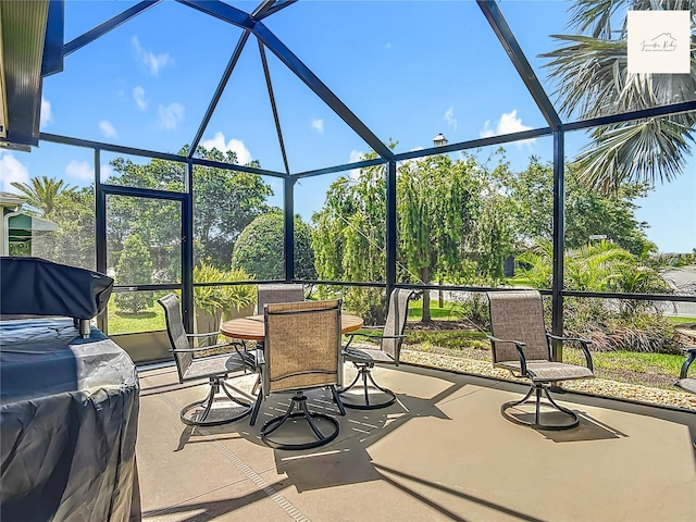 2994 Adrienne Way, The Villages, FL 32163 - view of patio featuring glass enclosure and outdoor dining space