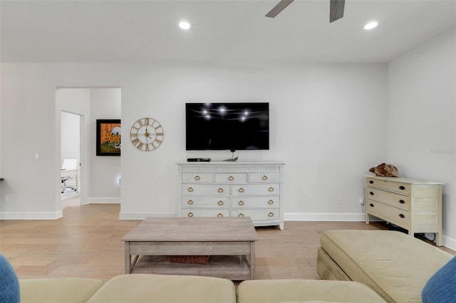 15629 Catherine Cir, Groveland, FL 34736 - living room with light wood-style floors, ceiling fan, and recessed lighting
