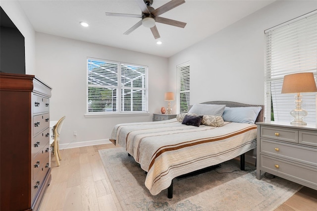 15629 Catherine Cir, Groveland, FL 34736 - bedroom featuring light wood finished floors, recessed lighting, and ceiling fan
