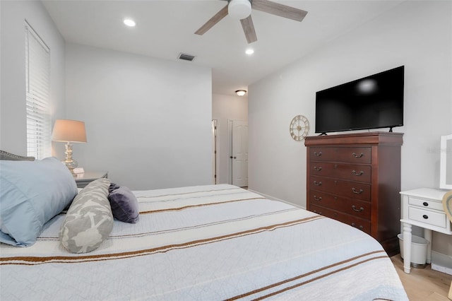 15629 Catherine Cir, Groveland, FL 34736 - bedroom with light wood-style floors, recessed lighting, and ceiling fan