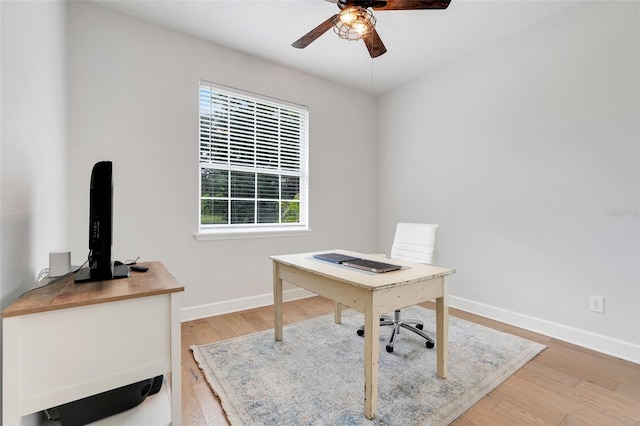 15629 Catherine Cir, Groveland, FL 34736 - office area featuring light wood-type flooring and a ceiling fan