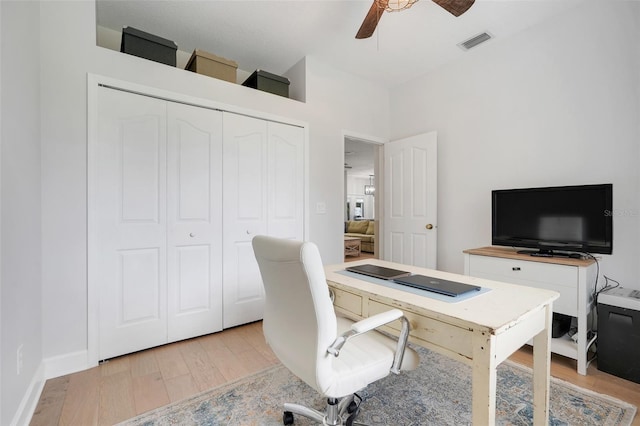 15629 Catherine Cir, Groveland, FL 34736 - office space with light wood-style flooring and a ceiling fan
