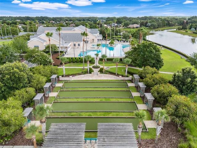 1990 Wallingford Loop, Mount Dora, FL 32757 - bird's eye view of a pool area and a nearby body of water