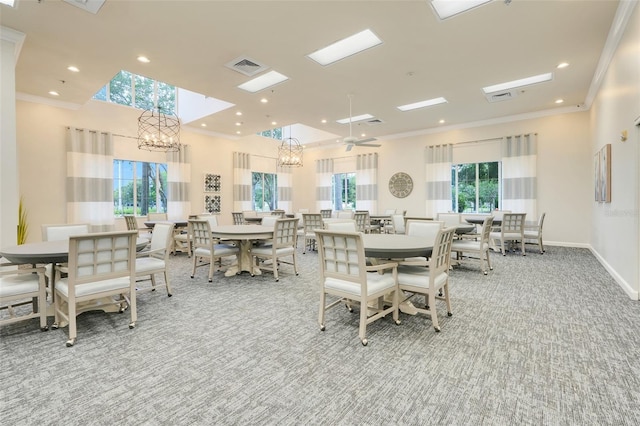 1990 Wallingford Loop, Mount Dora, FL 32757 - dining area with a chandelier, carpet, ornamental molding, and recessed lighting