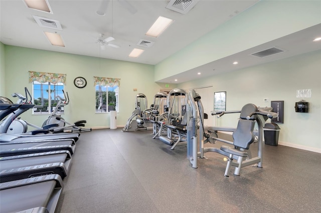 1990 Wallingford Loop, Mount Dora, FL 32757 - gym featuring ceiling fan and recessed lighting