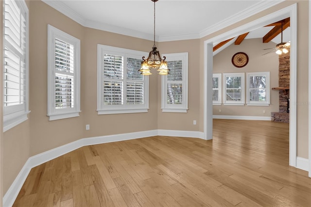 1325 Otters View Ct, Fruitland Park, FL 34731 - unfurnished dining area featuring a chandelier, light wood finished floors, and ceiling fan