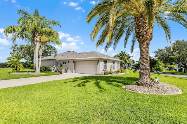5620 Illumination Ln, Leesburg, FL 34748 - single story home featuring stucco siding, an attached garage, concrete driveway, and a front lawn
