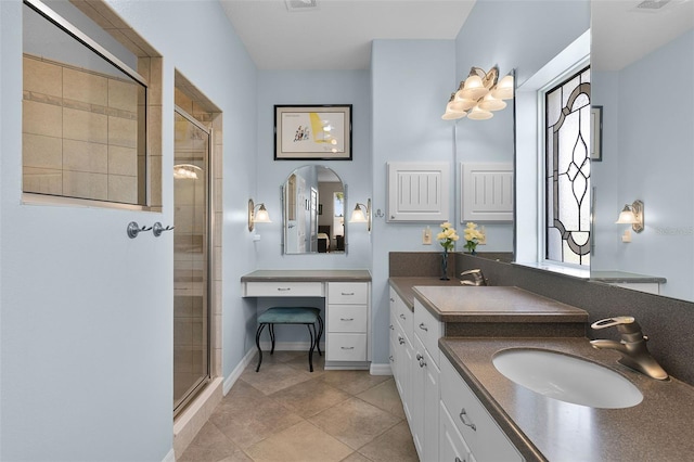 5620 Illumination Ln, Leesburg, FL 34748 - full bathroom with a stall shower, vanity, and tile patterned floors