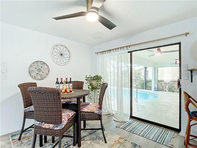 3723 Toulouse Ct, Punta Gorda, FL 33950 - dining space featuring ceiling fan and light wood-style flooring