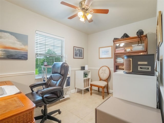 5556 Round Lake Rd, Apopka, FL 32712 - office featuring ceiling fan and light tile patterned flooring