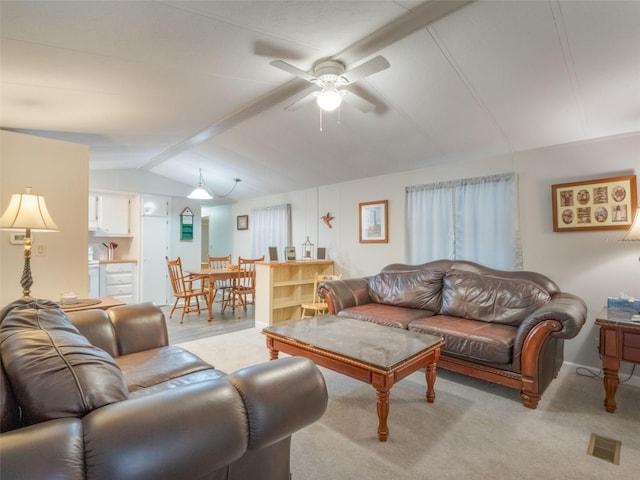 5556 Round Lake Rd, Apopka, FL 32712 - living room featuring a ceiling fan and light carpet