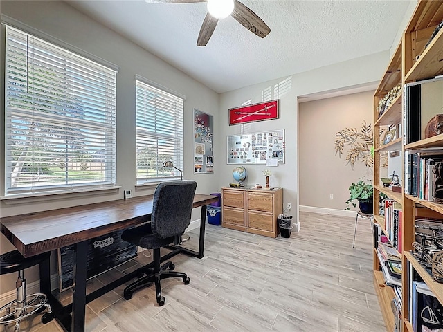 655 Conservation Blvd, Groveland, FL 34736 - office featuring plenty of natural light, a ceiling fan, a textured ceiling, and light wood-style floors