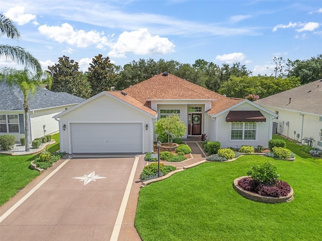 487 Thistledown Way, The Villages, FL 32162 - ranch-style house featuring driveway, a front lawn, and an attached garage
