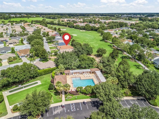 487 Thistledown Way, The Villages, FL 32162 - aerial view of property and surrounding area with a golf course and nearby suburban area