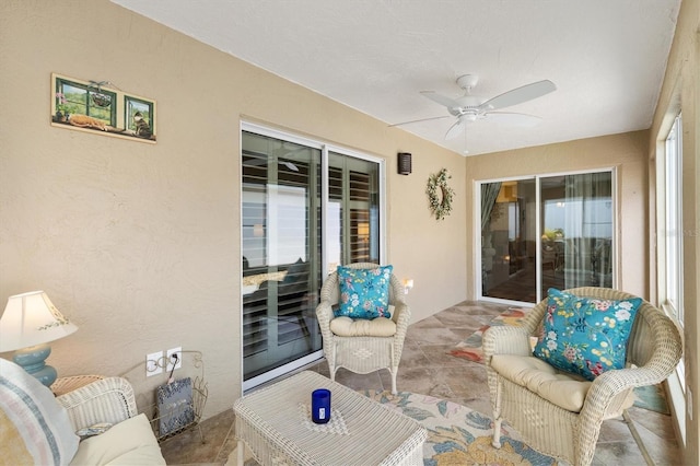2465 Violet Ct, The Villages, FL 32162 - sunroom / solarium featuring a ceiling fan