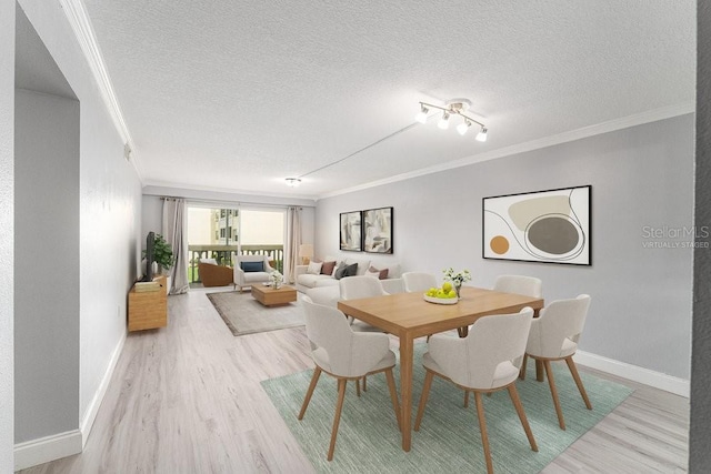 101 N Grandview St Unit 205, Mount Dora, FL 32757 - dining room featuring ornamental molding, light wood-style flooring, and a textured ceiling